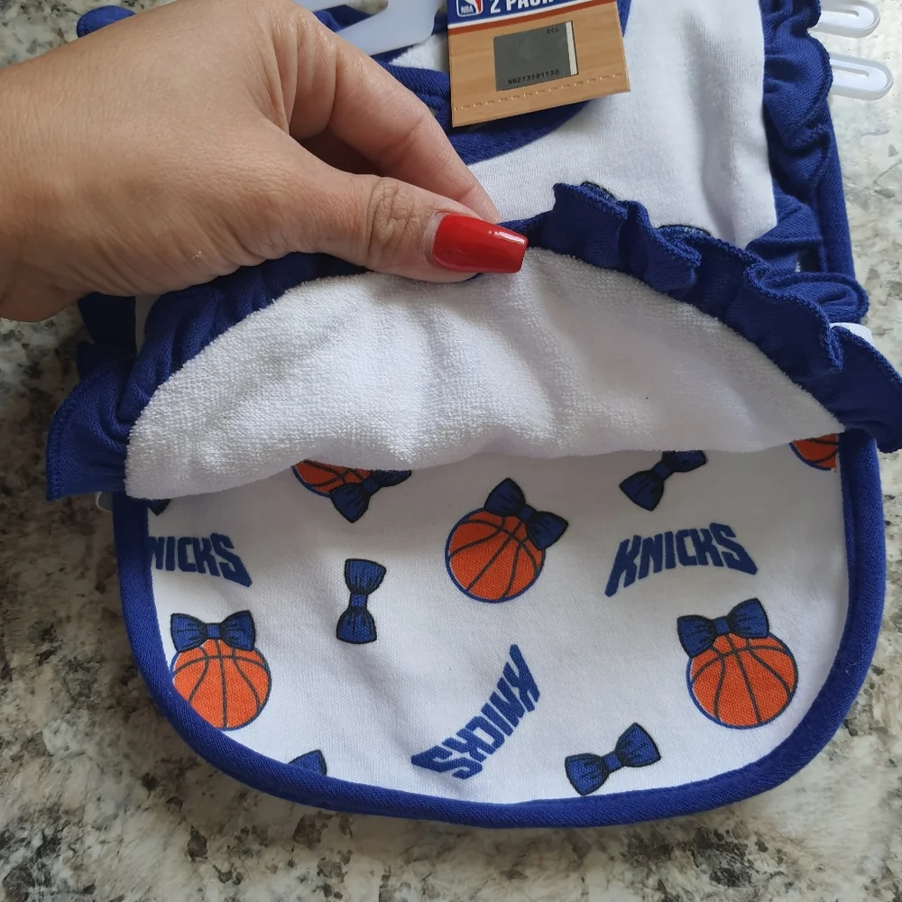 Bows & Basketball Knicks Baby Bibs